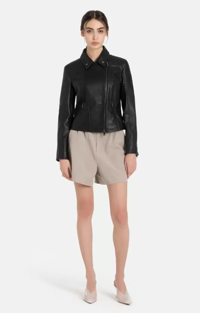 Women WERNER CHRIST Celine: Biker Jacket With Topstitched Details
