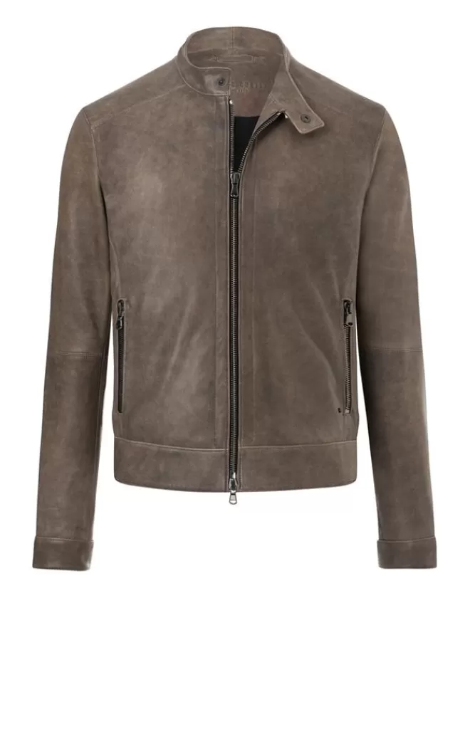 Men WERNER CHRIST Toto: Vintage Look, Lamb Nappa Biker Jacket