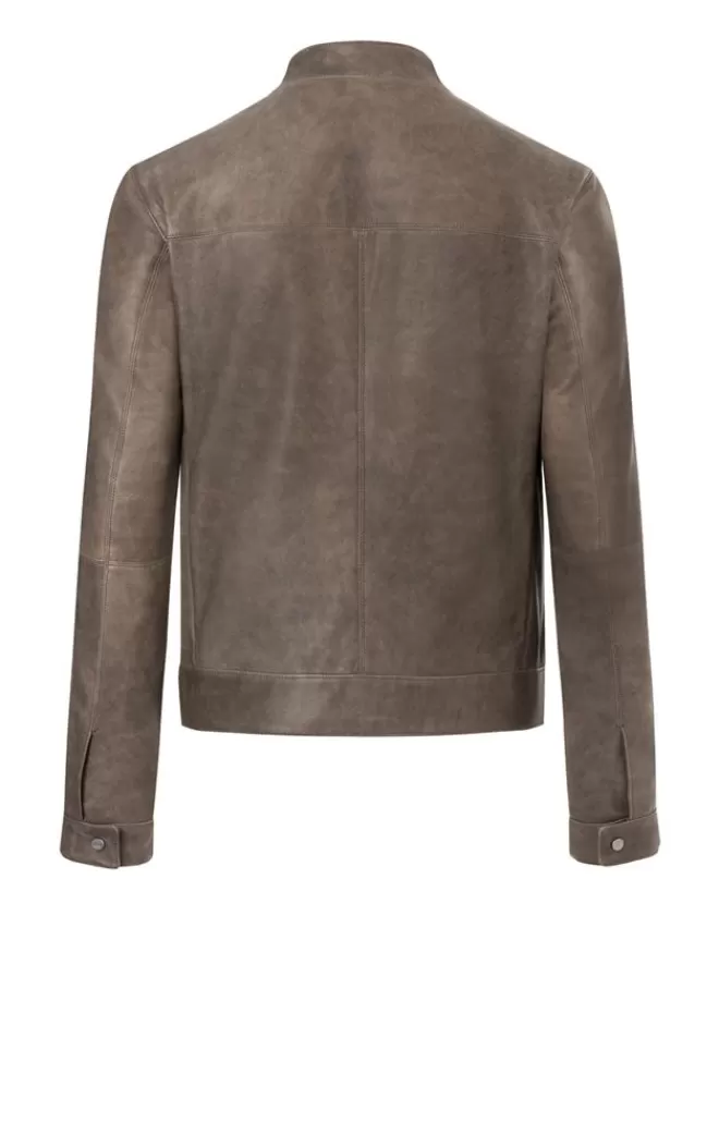 Men WERNER CHRIST Toto: Vintage Look, Lamb Nappa Biker Jacket