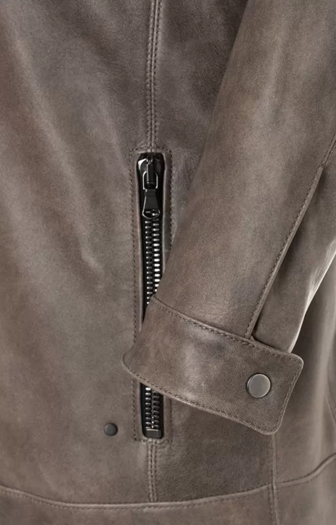 Men WERNER CHRIST Toto: Vintage Look, Lamb Nappa Biker Jacket