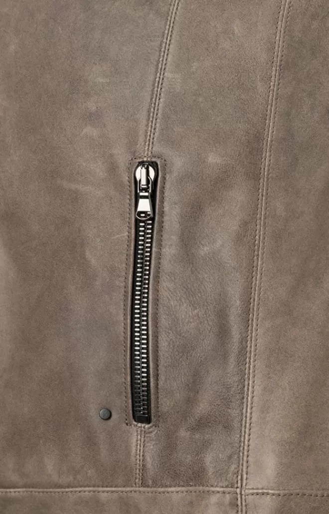 Men WERNER CHRIST Toto: Vintage Look, Lamb Nappa Biker Jacket